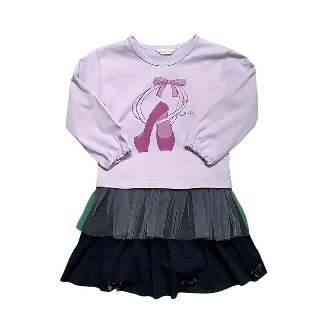 バレエシューズプリントロングスリーブTシャツ