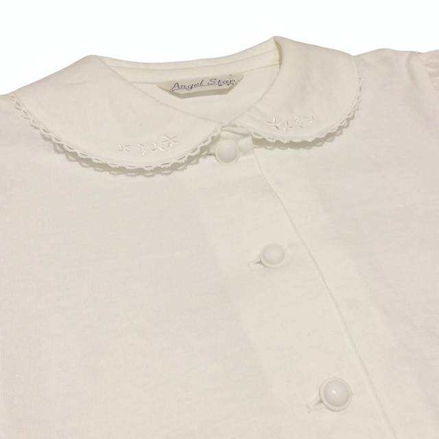 衿刺繍半袖ブラウス